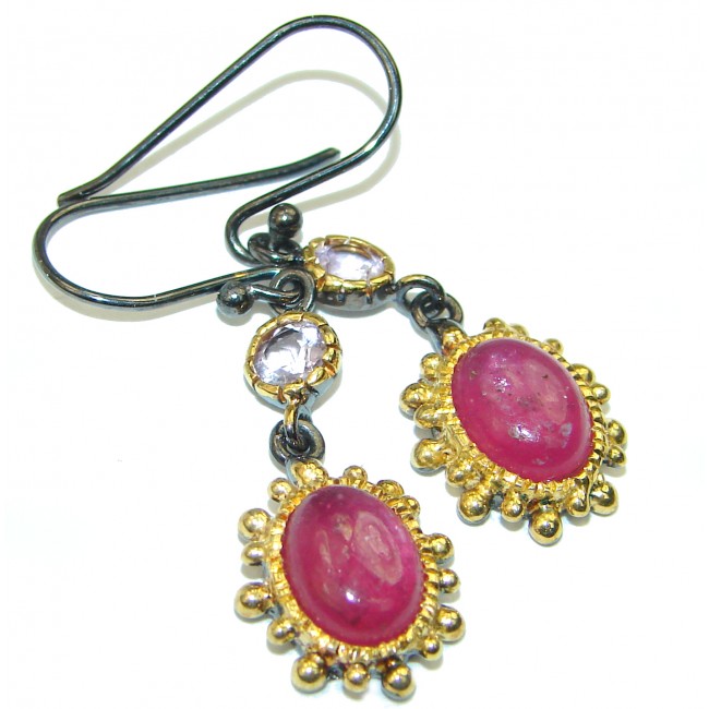 Vintage Design Ruby .925 Sterling Silver handcrafted earrings