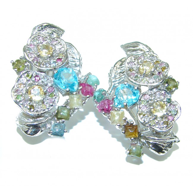 Enchanted Garden London Blue Topaz Peridot .925 Sterling Silver earrings