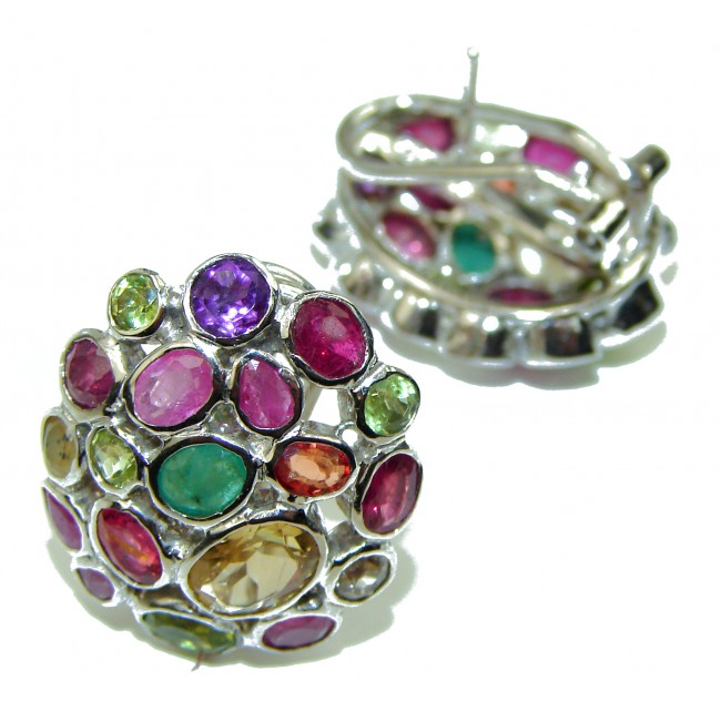 Multi gemstone 16.5 carat multigems .925 Sterling Silver Handcrafted earrings