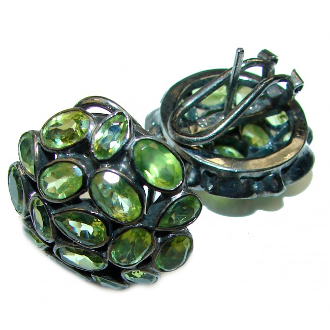 Pure Perfection Peridot black rhodium over .925 Sterling Silver earrings