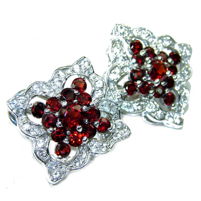 Luxurious natural Garnet .925 Sterling Silver handcrafted earrings