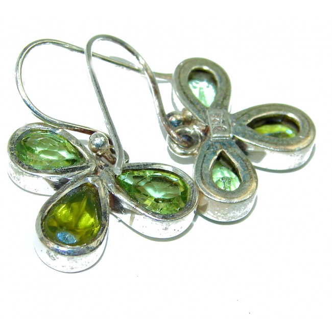 Green flowers authentic Peridot .925 Sterling Silver handmade Earrings