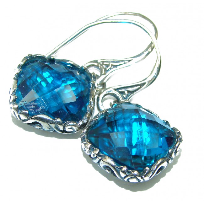 Romantic Inspitation London Blue Topaz .925 Sterling Silver handcrafted Earrings