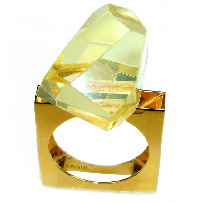 Natural Beauty faceted Baltic Amber 18K Gold over .925 Sterling Silver ring s. 10