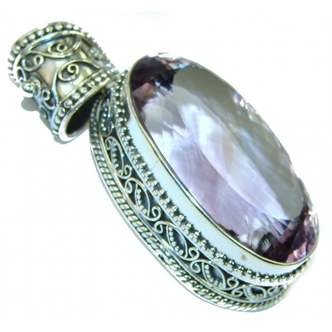 Vintage Design 30.2 carat Pink Amethyst .925 Sterling Silver handcrafted Pendant