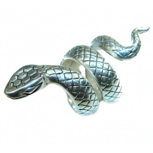 Large Boa Snake .925 Sterling Silver handcrafted Statement Ring size 6