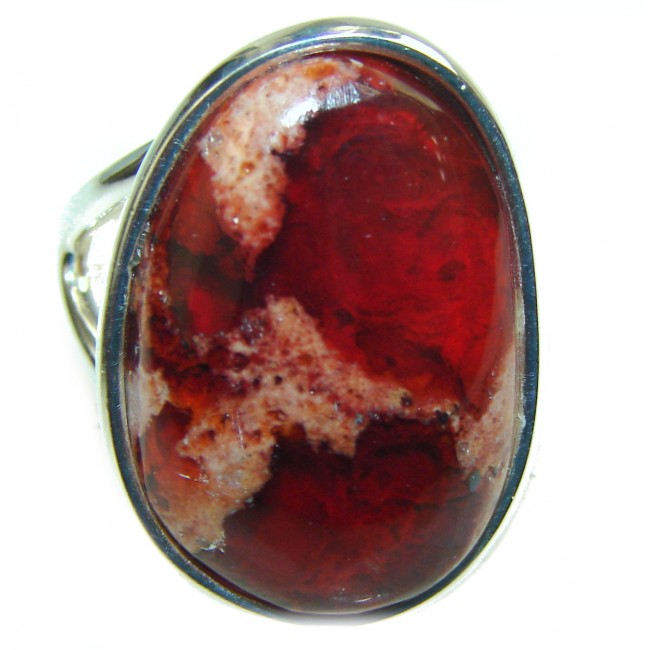 Bonfire Night Natural Mexican Fire Opal .925 Sterling Silver handmade ring size 8 1/4