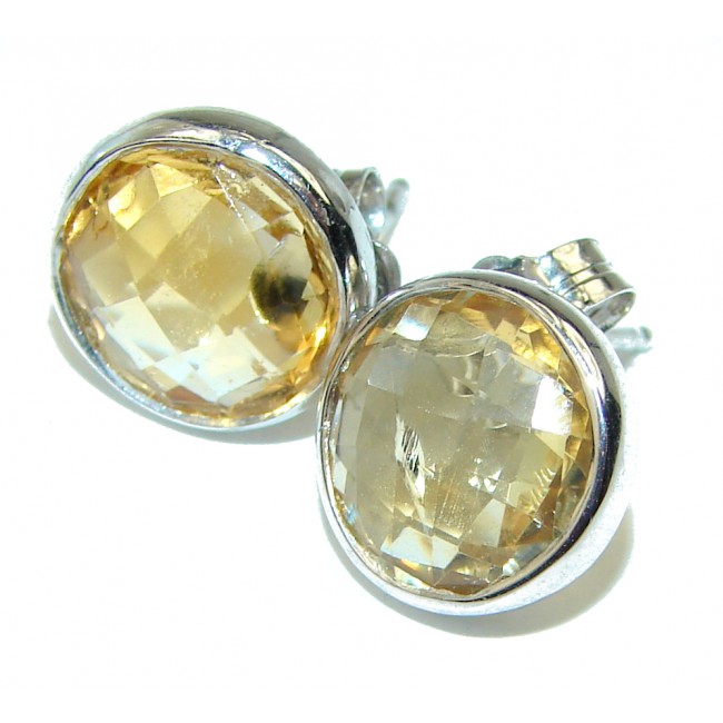 Incredible quality Authentic Citrine 11mm .925 Sterling Silver handmade earrings