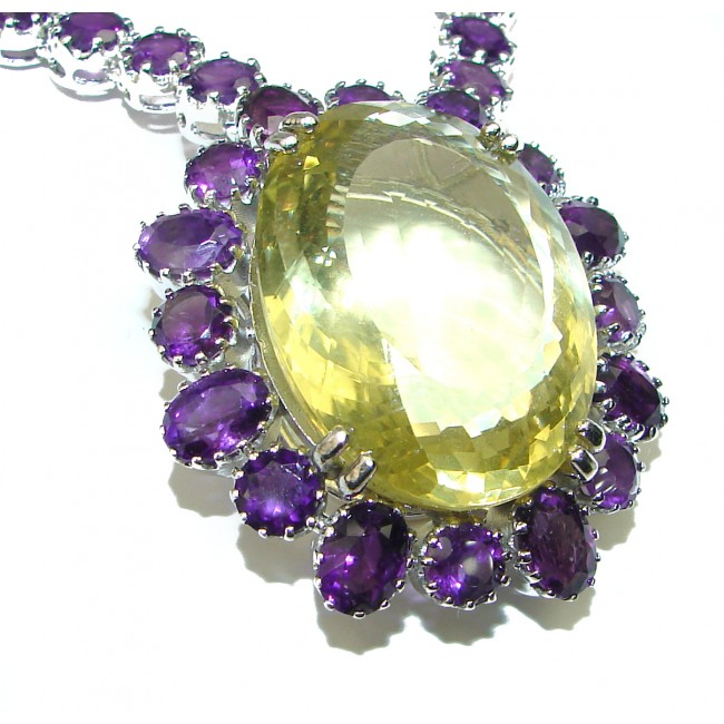 Sunshine Luxurious Citrine .925 Sterling Silver handcrafted Statement necklace