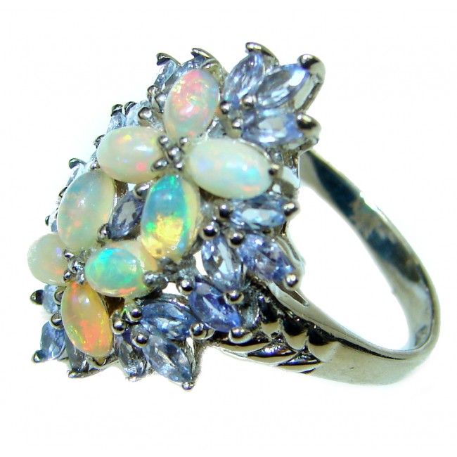 Great quality unique Ethiopian Opal .925 Sterling Silver handcrafted Ring size 9 1/4