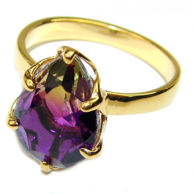 Incredible Ametrine 14K Gold over .925 Sterling Silver handcrafted Ring s. 8