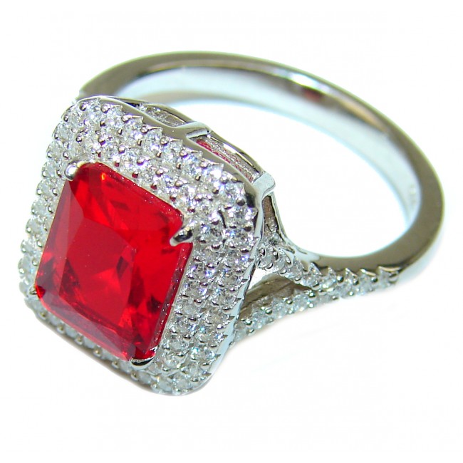 Passionate Love Red Topaz .925 Sterling Silver Eternity Ring size 6