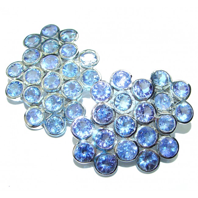 Luxurious Style Natural Tanzanite .925 Sterling Silver handmade Huge earrings