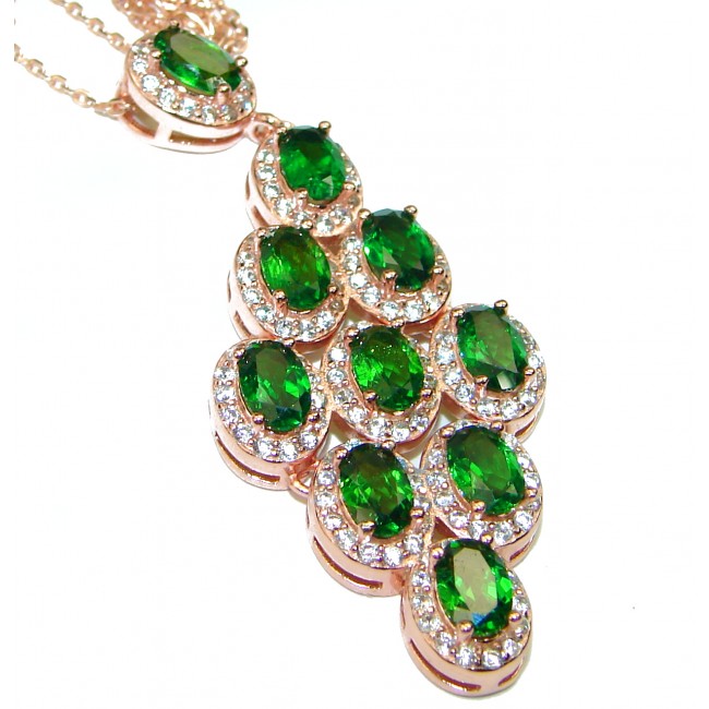 Very impressive Natural Chrome Diopside 14K Gold over .925 Silver handcrafted Necklace