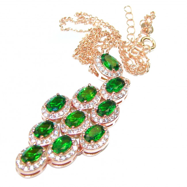 Very impressive Natural Chrome Diopside 14K Gold over .925 Silver handcrafted Necklace