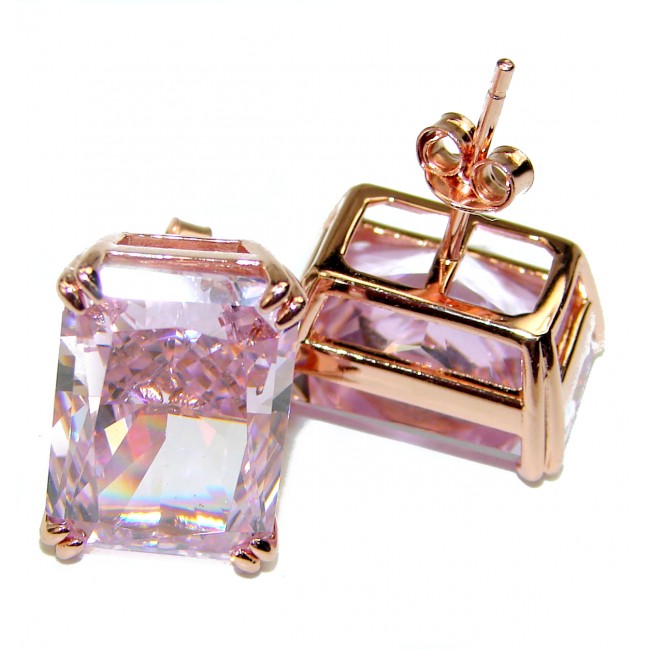 Princess Charm Pink Topaz 14K Rose Gold over .925 Sterling Silver handcrafted earrings