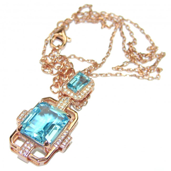 Emily Swiss Blue Topaz 14K Rose Gold over .925 Sterling Silver handcrafted necklace