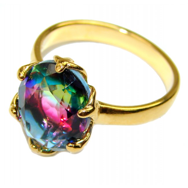 Brazilian Tourmaline 18K Gold over .925 Sterling Silver Perfectly handcrafted Ring s. 7 1/4