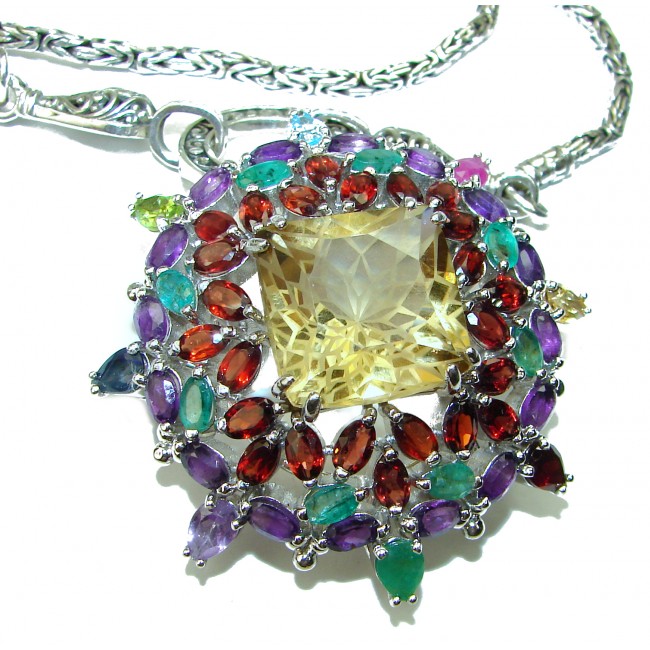 Handcrafted authentic Citrine .925 Sterling Silver handmade necklace brooch