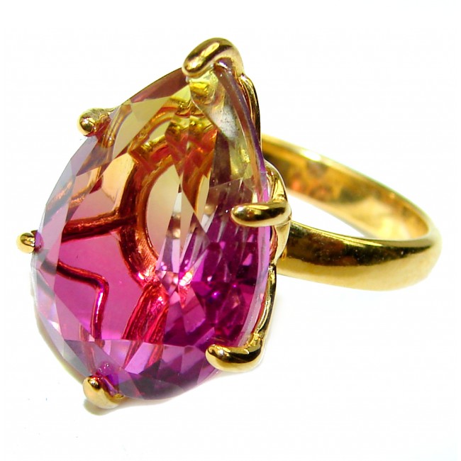 15.2 carat Brazilian Tourmaline 18K Gold over .925 Sterling Silver Perfectly handcrafted Ring s. 5 3/4