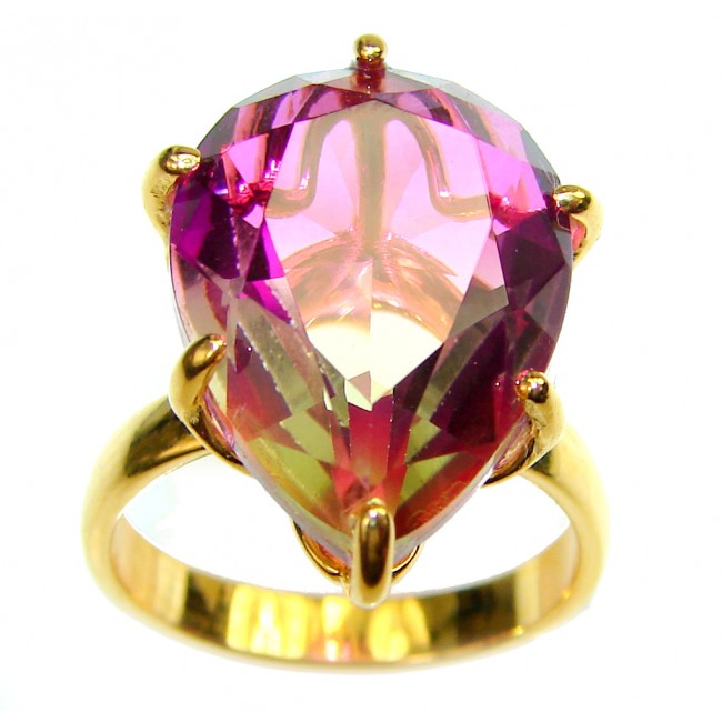 15.2 carat Brazilian Tourmaline 18K Gold over .925 Sterling Silver Perfectly handcrafted Ring s. 5 3/4