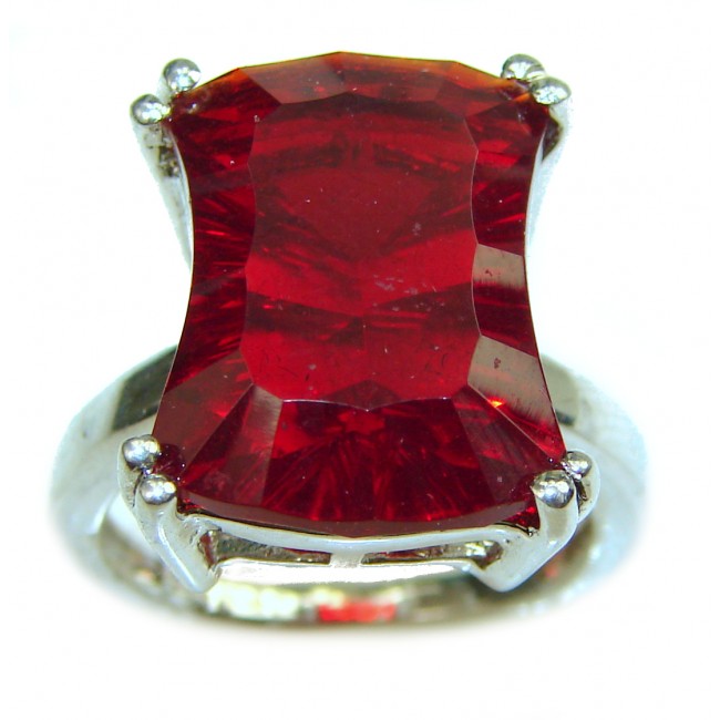 Carmen Lucia Red Topaz .925 Silver handcrafted Cocktail Ring s. 6