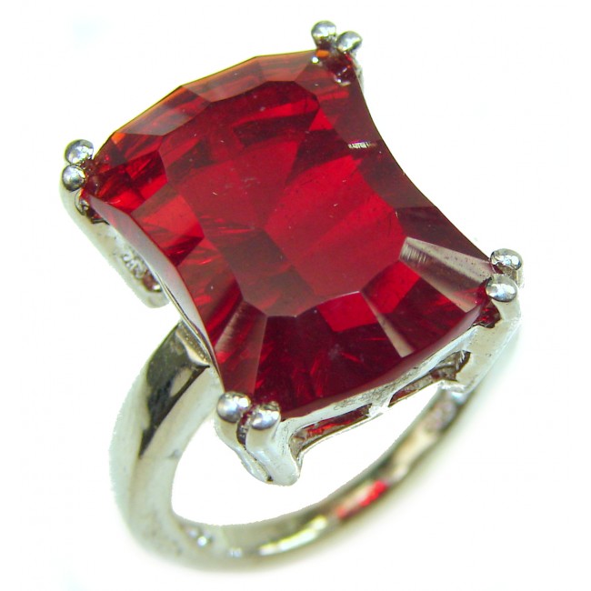 Carmen Lucia Red Topaz .925 Silver handcrafted Cocktail Ring s. 6