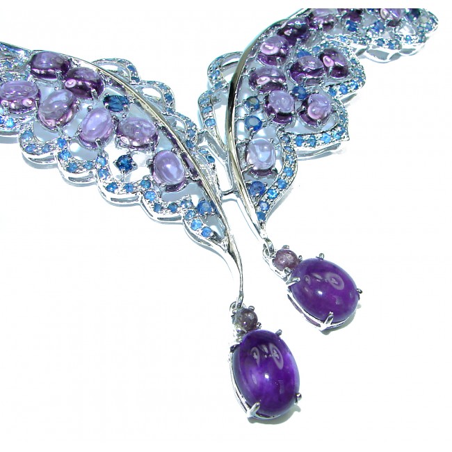 Lavish Lavender authentic Amethyst .925 Sterling Silver Statement handcrafted necklace
