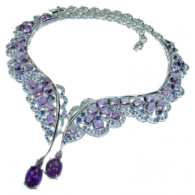 Lavish Lavender authentic Amethyst .925 Sterling Silver Statement handcrafted necklace