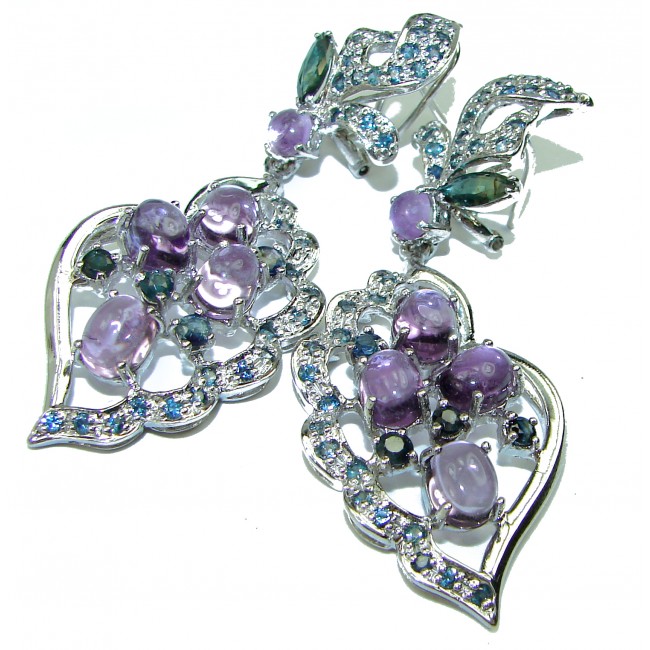 Lavish Lavender authentic Amethyst .925 Sterling Silver Statement handcrafted Earrings