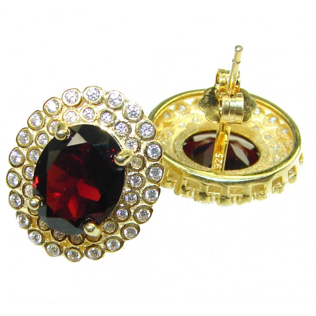 Luxurious natural Garnet 14K Gold over .925 Sterling Silver handcrafted earrings