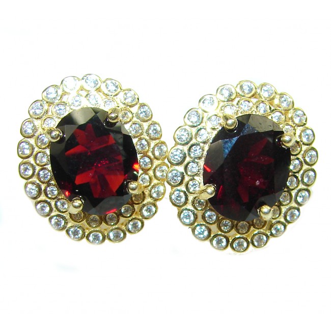 Luxurious natural Garnet 14K Gold over .925 Sterling Silver handcrafted earrings