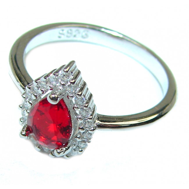 Timeless Treasure Red Topaz .925 Sterling Silver handmade ring s. 5 3/4