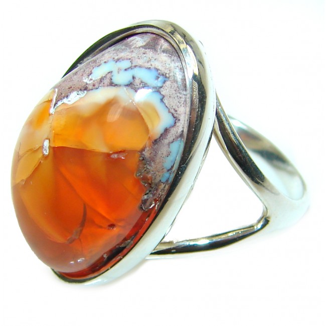 DOWNTOWN NIGHTS Genuine 11.9 carat Mexican Opal .925 Sterling Silver handmade Ring size 7 1/4