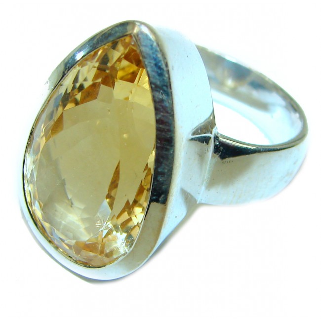 Royal Style 17.5 carat Citrine .925 Sterling Silver handmade Ring s. 7