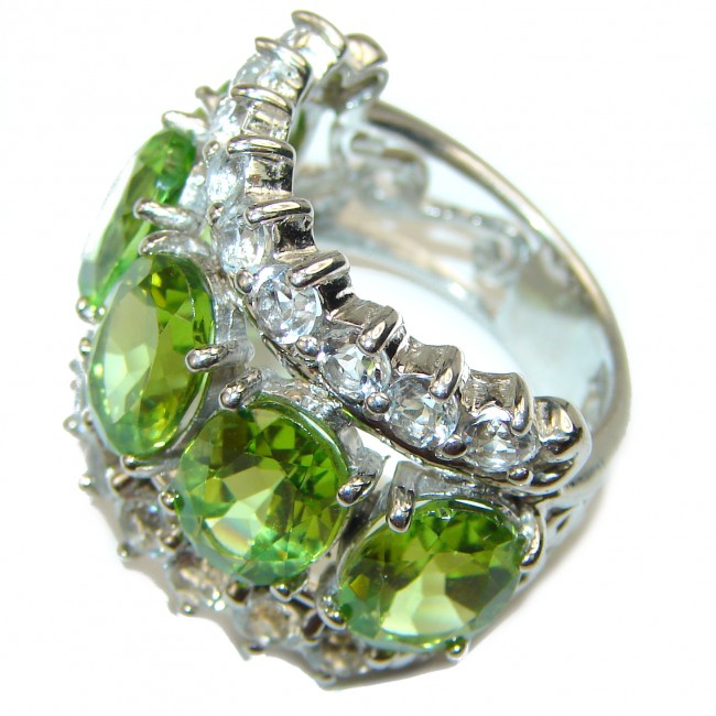 Authentic Peridot .925 Sterling Silver Large Ring size 7 1/2