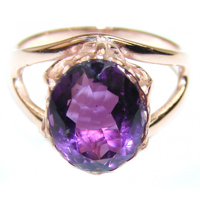 Spectacular 7.5 carat Amethyst 18K Gold over .925 Sterling Silver Handcrafted Ring size 6