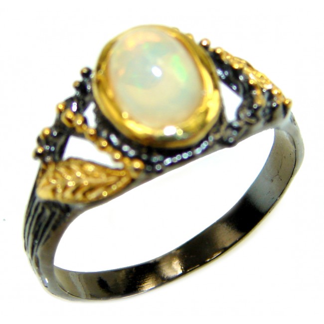 Revolution Genuine 4.5 carat Ethiopian Opal 18K Gold over.925 Sterling Silver handmade Ring size 7 1/2