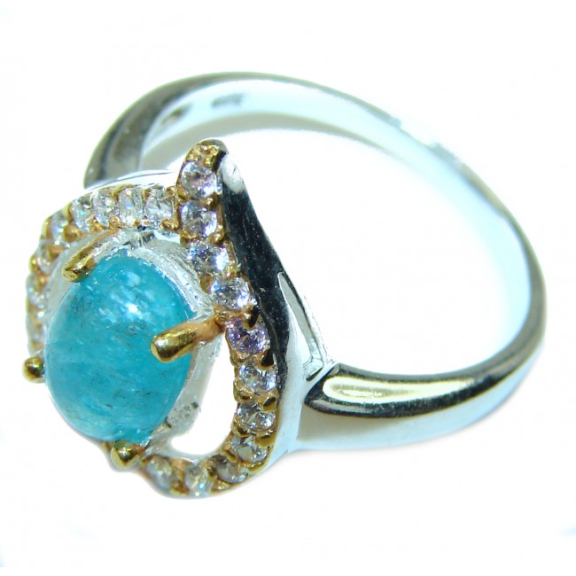 Luxurious Apatite .925 Sterling Silver handmade ring s. 8