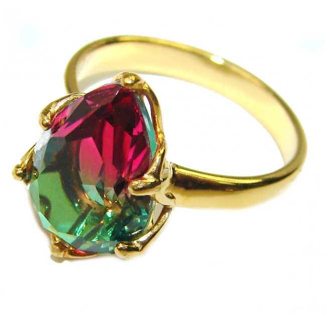 Brazilian Tourmaline 18K Gold over .925 Sterling Silver Perfectly handcrafted Ring s. 6