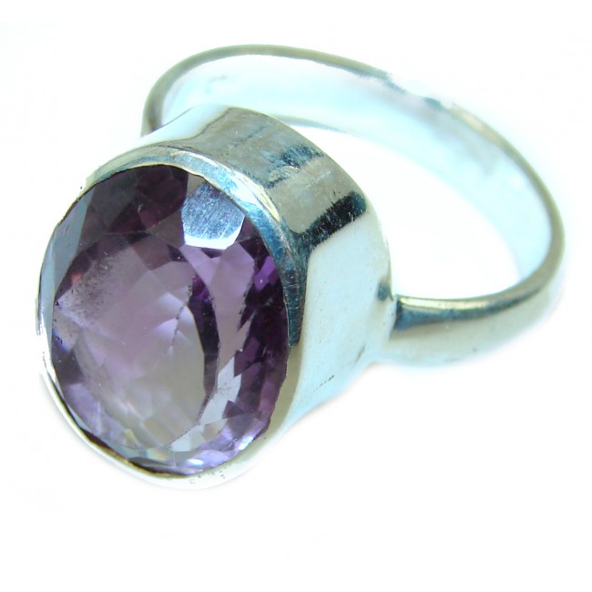 Spectacular 10.5 carat Amethyst .925 Sterling Silver Handcrafted Ring size 8