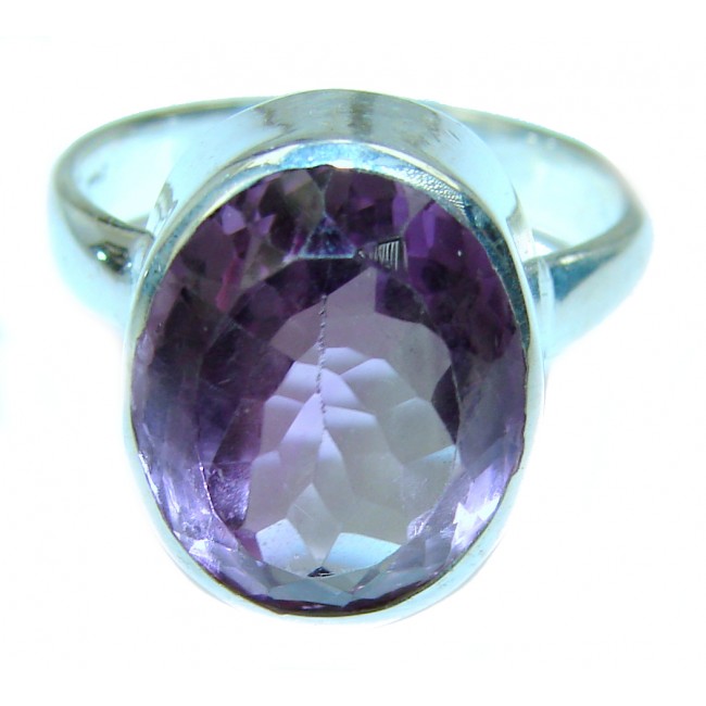 Spectacular 10.5 carat Amethyst .925 Sterling Silver Handcrafted Ring size 8