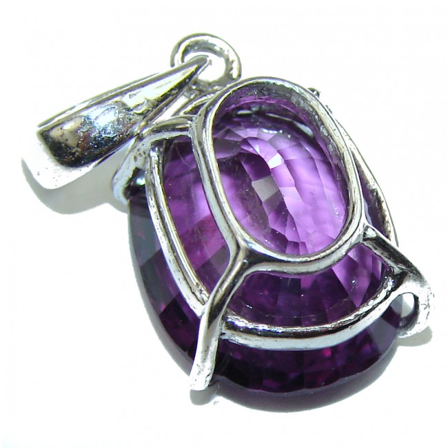 Purple Treasure oval cut 12.8 carat Amethyst .925 Sterling Silver handcrafted Pendant