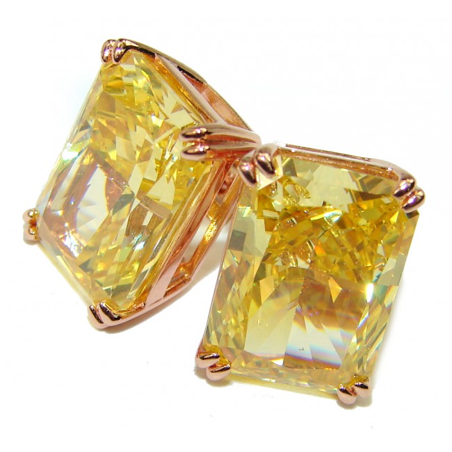 Princess Charm Citrine 14K Rose Gold over .925 Sterling Silver handcrafted earrings