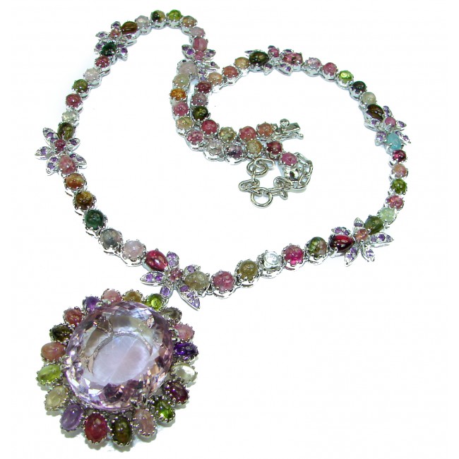Exquisite Beauty authentic Amethyst Brazilian Tourmaline .925 Sterling Silver handcrafted necklace