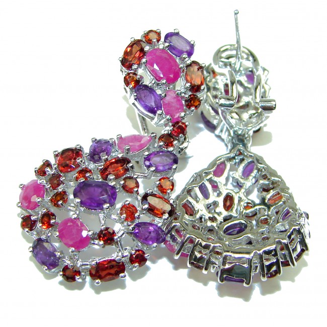 Lavish design authentic Ruby .925 Sterling Silver Statement handcrafted Earrings