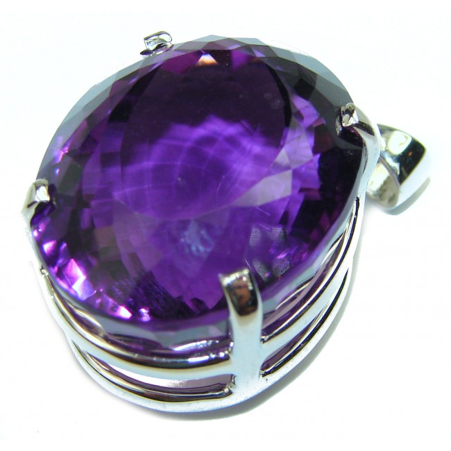Purple Treasure oval cut 18.8 carat Amethyst .925 Sterling Silver handcrafted Pendant