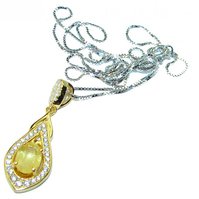Scarlet Authentic yellow Sapphire .925 Sterling Silver handmade Necklace