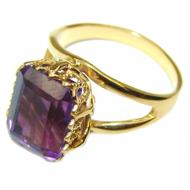 Spectacular 7.5 carat Amethyst 18K Gold over .925 Sterling Silver Handcrafted Ring size 6 1/4