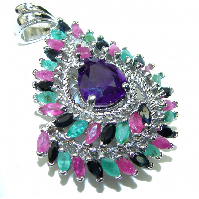 Fancy Amethyst Ruby .925 Sterling Silver handcrafted Pendant